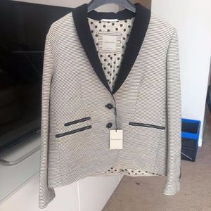 Nationality Women's Striped White and Black Blazer